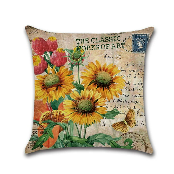 Sunflower Linen Pillow Case Decorative Cover Cushion Sofa Home Office Ornaments